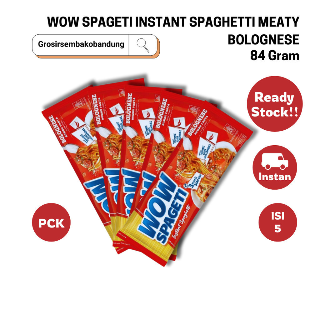WOW SPAGETI INSTANT SPAGHETTI MEATY BOLOGNESE Pck 84g - 5 Pck - Bandung ...