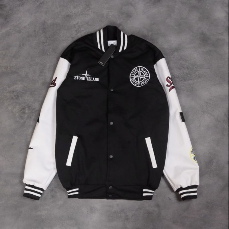 Varsity STONE ISLAND BOMBER Jacket Embroidery FULL TAG IM PORT