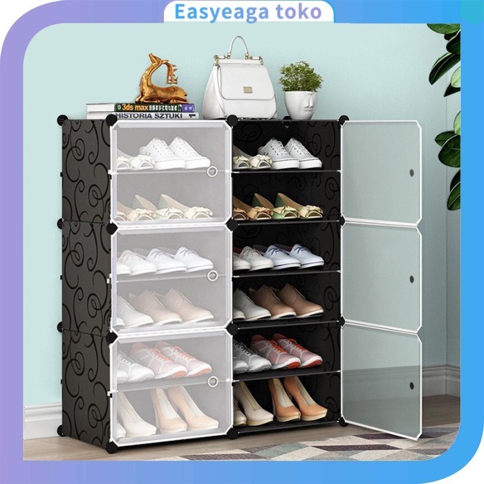Shoe Rack 2 Rows 6 House Shoe Holder All Size Shoe Cabinet | Shopee ...