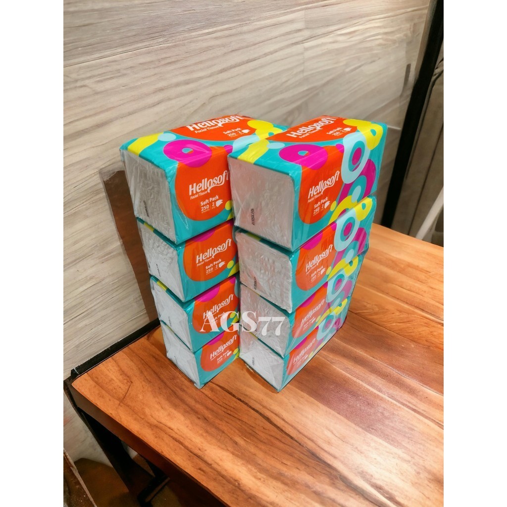 (8 Pack) HelloSoft Tissue 250 sheets 2ply Facial Tissue | Shopee Malaysia
