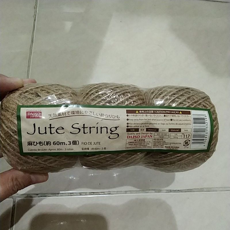 Daiso jute string Burlap Rope Sack Bottle Rope antiSlippery 3roll x