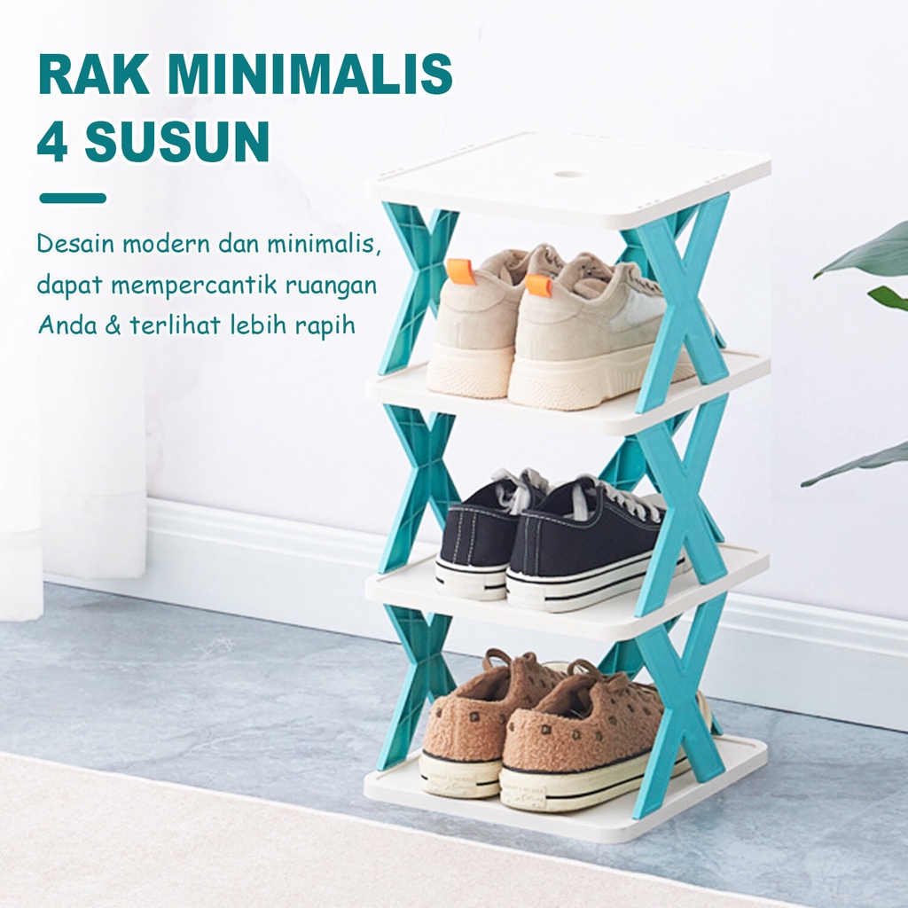 Stacking Shoe Rack/Minimalist 4-level Shelf/Multipurpose Stacking Rack ...