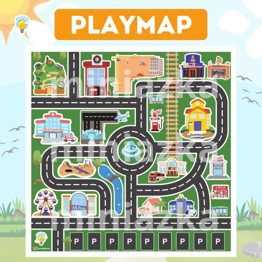 Miniazka Exclusive - Playmap/Road Toys/Car Play Mat/Playmat Road ...