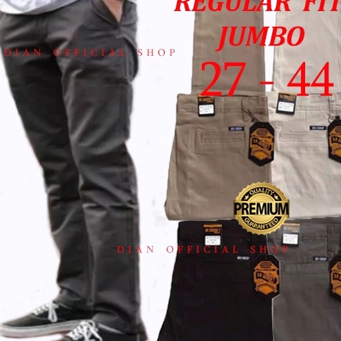 Men's Chino Trousers Big Size SUPER JUMBO Material Stretchy Thigh Loose ...