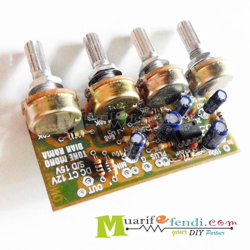 Kit Tone Control Mono Dian rama IC opAmp 4558 Treble middle bass volume