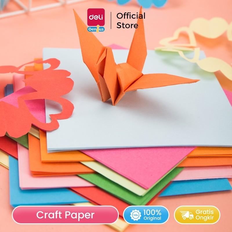 Deli Genius Paper Craft / Origami Folding Paper 2 Sides Square 100 ...