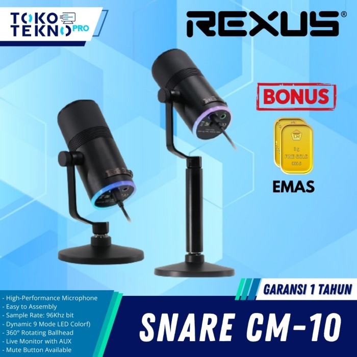 Rexus CM10 / CM-10 Snare Microphone Condenser Wired RGB LED Microphone ...