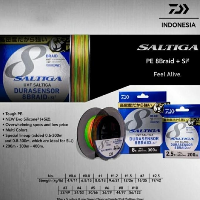 New Daiwa Saltiga Durasensor X8 +Si 300m Pe String - 400m - Original ...