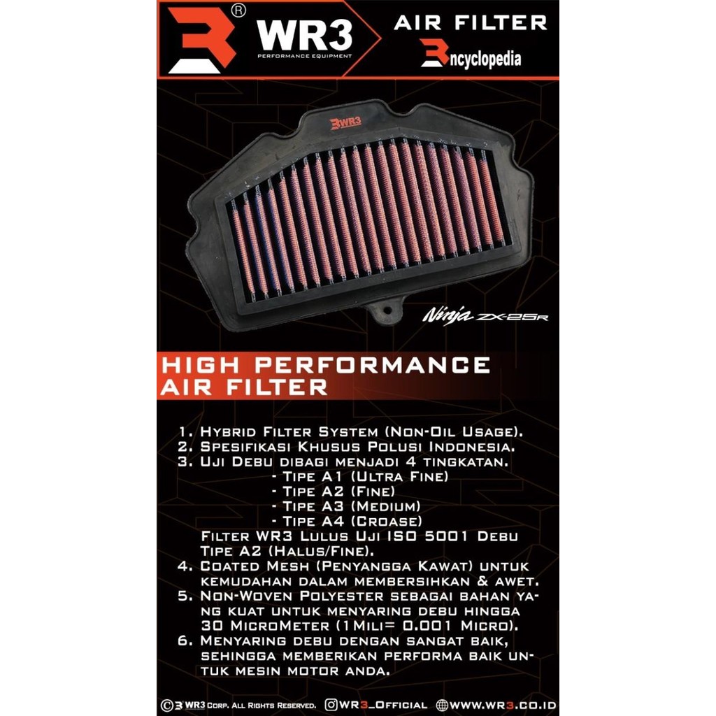 Air Filter Air Filter Racing WR3 R15 V3 MT15 XSR155 Xmax R25 MT25/GSX ...