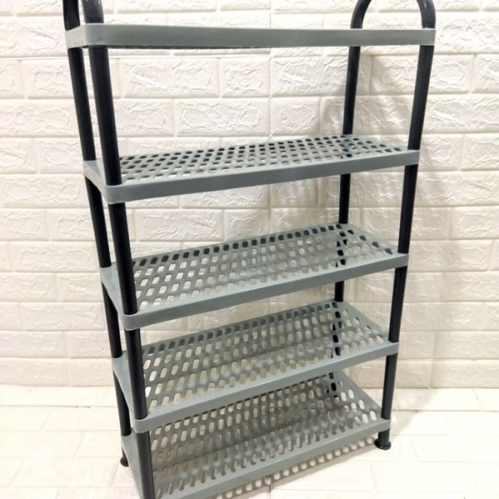 Shoe Rack 5 Layers Thick Plastic Shoe Rack Slippers - 5 Layers Ash ...