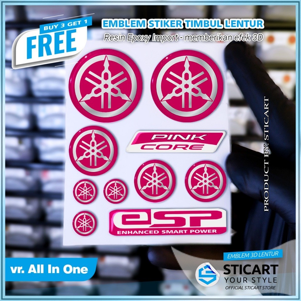 Sticker Motor PINK TALA FORK EMBLEM, ALL IN ONE 3D MOTORCYCLE STICKER ...