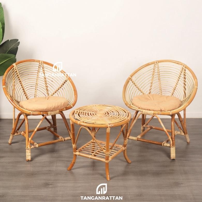 RATTAN SHELL TERRACE CHAIRS AND TABLE 1 Set / Bukur TERRACE RATTAN ...