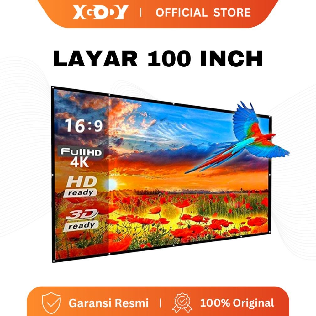 LAYAR XGODY 100 inch Portable Projector Screen 2214mm*1245mm (Screen ...