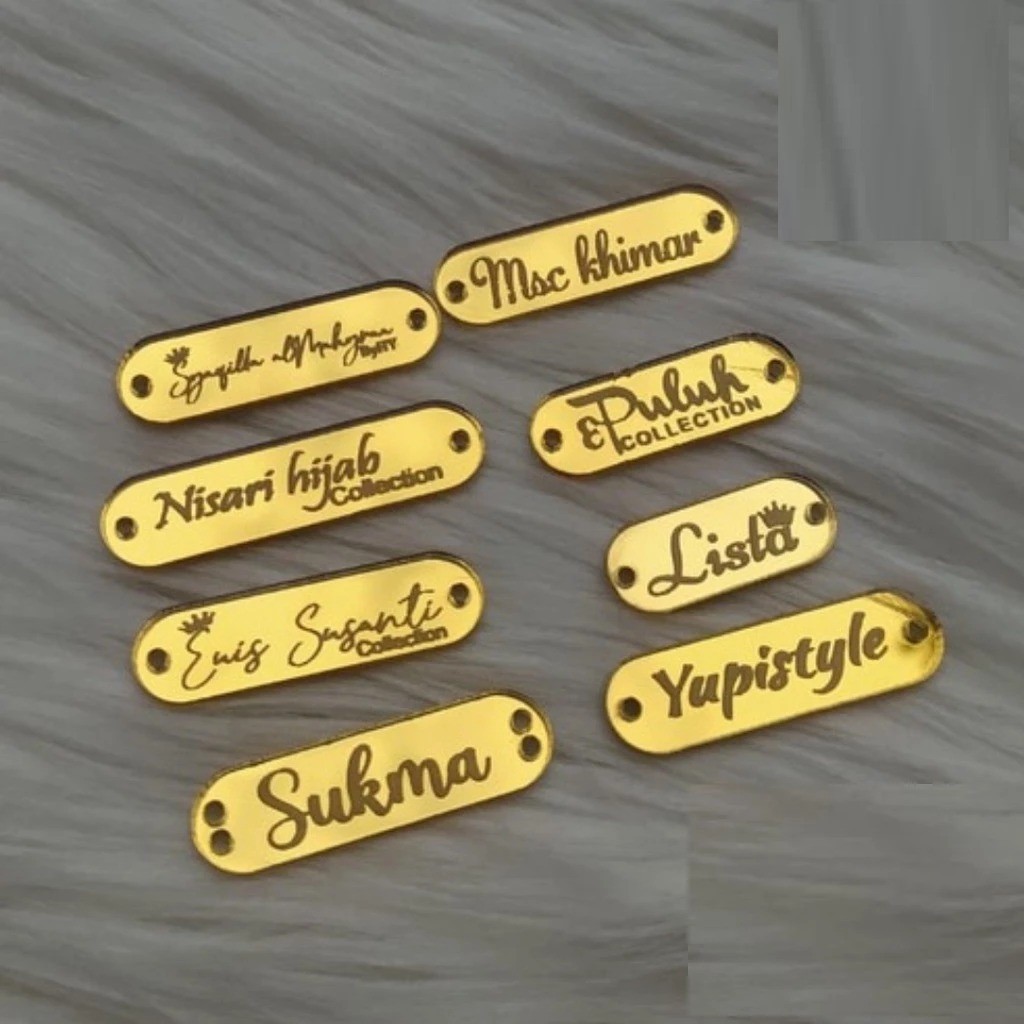 GOLD acrylic Hijab Label | Clothes labels | BRAND | Logo | Brand ...