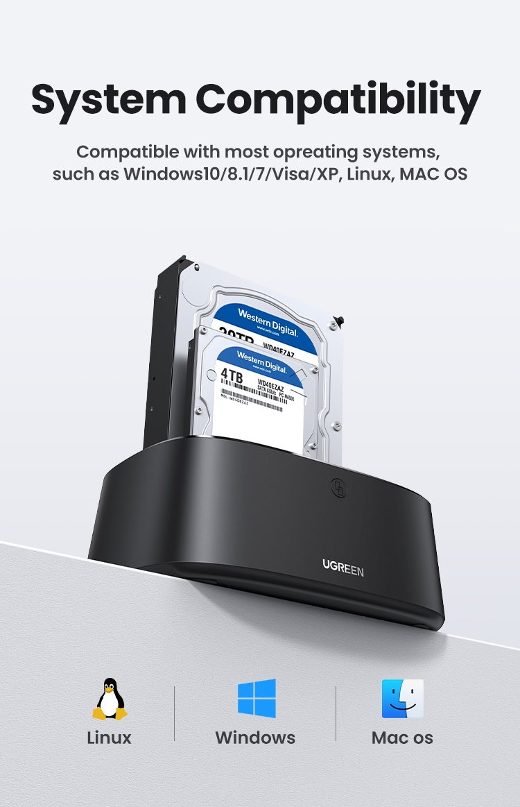 UGREEN HDD Docking Station SATA to USB 3.0 Adapter for 2.5 3.5 SSD Disk