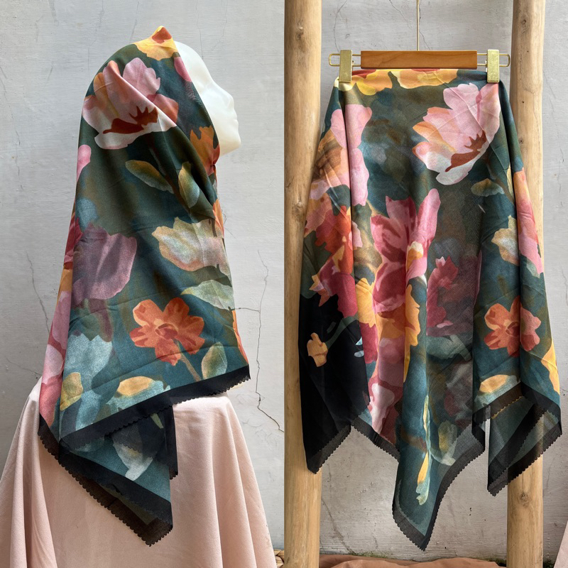 Hijab Latest Motif Zinnia Black Hijab Voal Motif Terbaru Zinnia Black