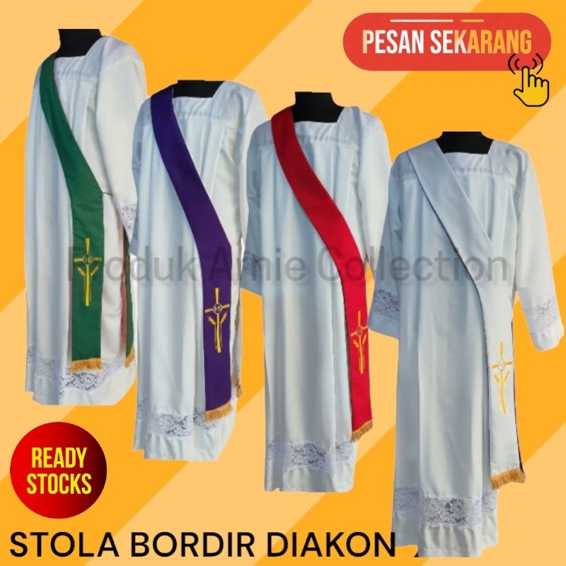 Diakon/catholic Stoles/Embroidered Wheat Cross 4 Liturgical Colors ...