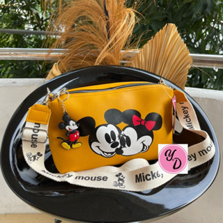 Disney Mickey Mouse Doll Canvas Solid Color One-shoulder Diagonal Bag  Fashion Trend Large-capacity Travel Leisure Handbag