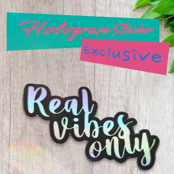 Hologram Sticker Unique Words Viral Real Vibes Only Waterproof Sticker ...