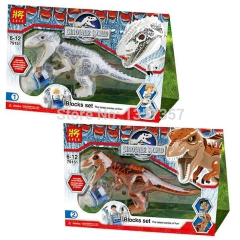 Lego Brick/Block Dinosaur world Jurassic Dinosaur T-Rex& Indominus Rex ...