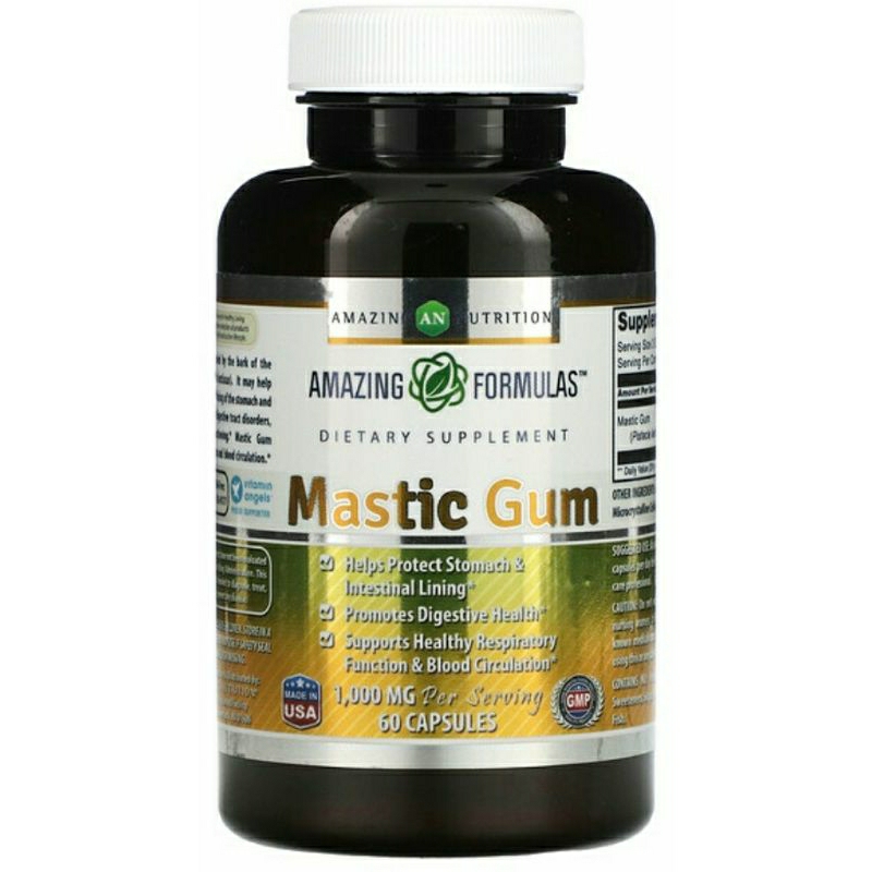 Amazing Nutrition Mastic Gum 500mg 60 Caps Gastric Acid Ulcer Gerd ...