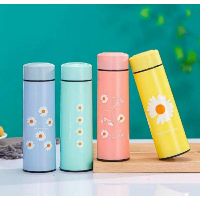 TERMOS Daisy Flower Pattern Glass Drinking Bottle Thermos Glass Non Box Hot Cold Water Shopee