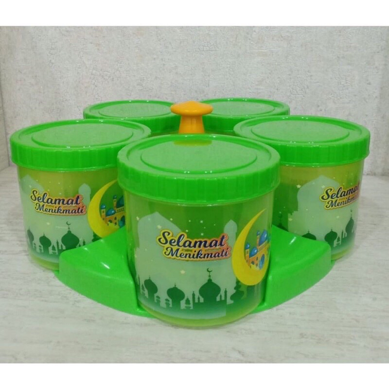 Plastic Rotary Jar Set Of 5 plus Tray/Food Snack Cake Jar Shopee Malaysia