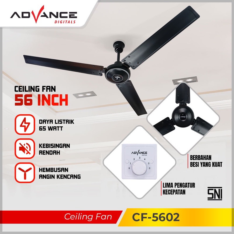 PUTIH HITAM Helicopter Ceiling Fan ADVANCE CF5601 CF5602 56" 56inch