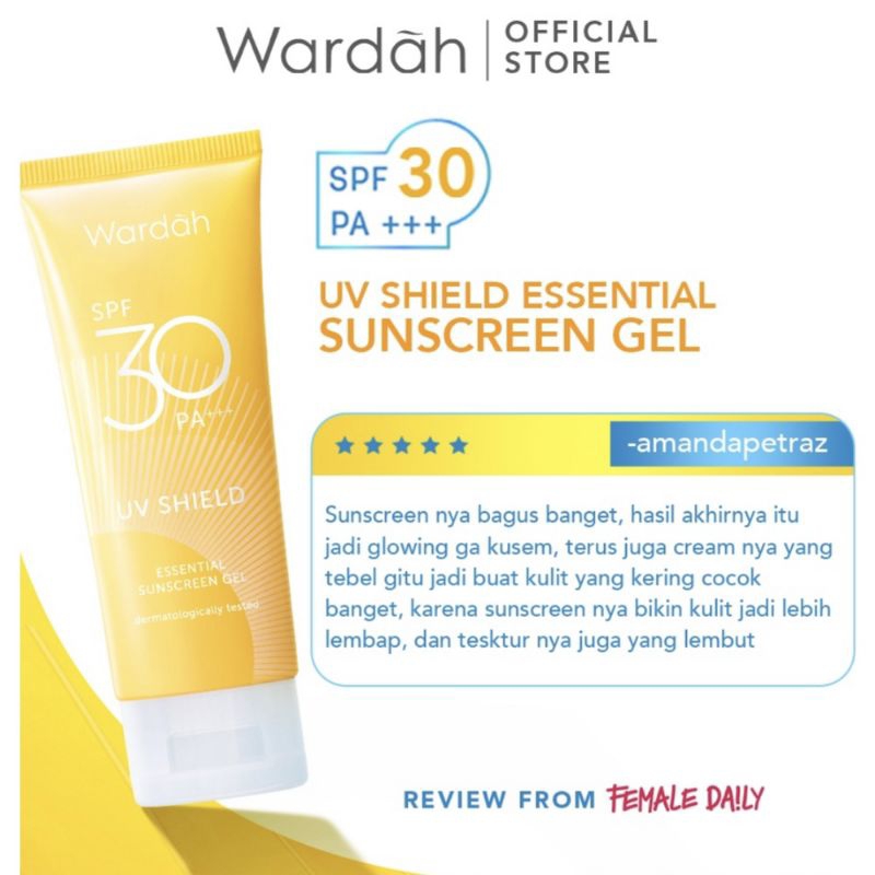 Wardah UV SHIELD ESSENTIAL SUNSCREEN GEL SPF 30(40ml) | Shopee Malaysia