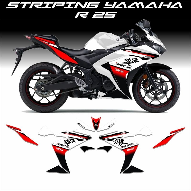 Yamaha R25 ABS Striping Decal R25 Motorcycle Sticker Stock Decal Custom Shopee Malaysia