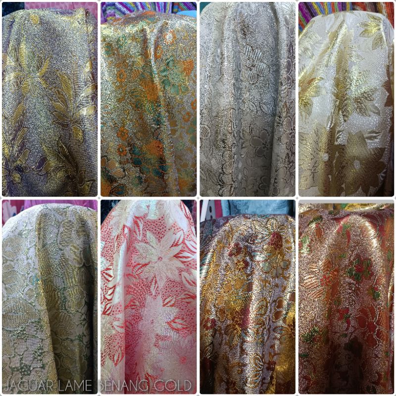 JAGUAR FABRIC EMBOSED LAME GOLD THREAD (PRICE FOR 0.5 METERS) | Shopee ...