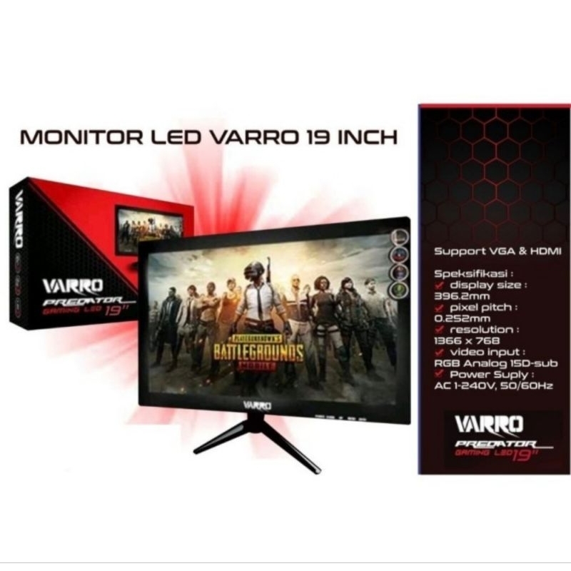 Moniteur LCD 19 Pouces Avec Support – Entrées VGA/HDMI Pour Borne Arcade Jamma MAME