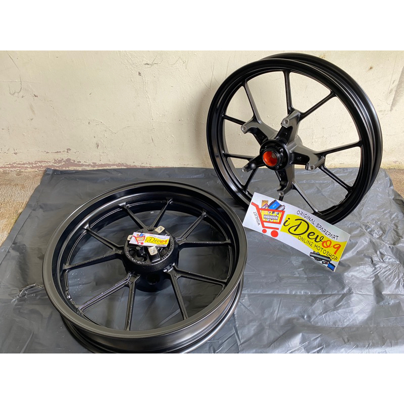 HITAM MERAH Rims Wheel Original Racing Rims Front Rear Black Red Blue ...