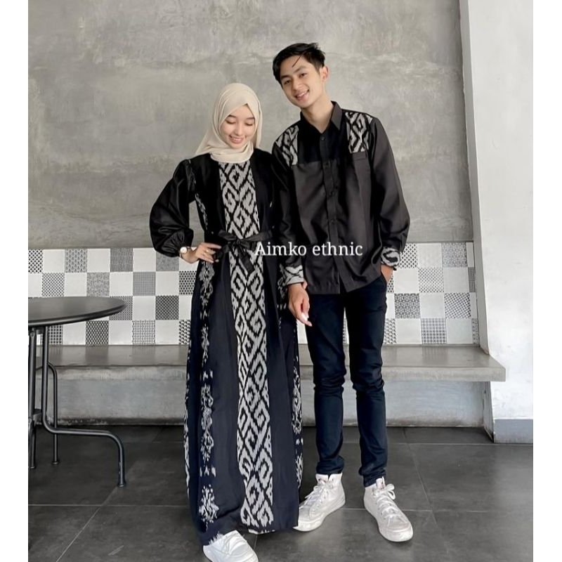 Raya Black couple Weaving - couple Weaving gamis | Shopee Malaysia