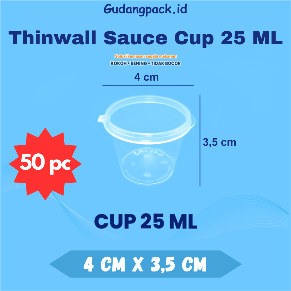 Sauce Cup 25ml 50pc / Pudding Sambal Container Size 25ml 4cmx3.5cm