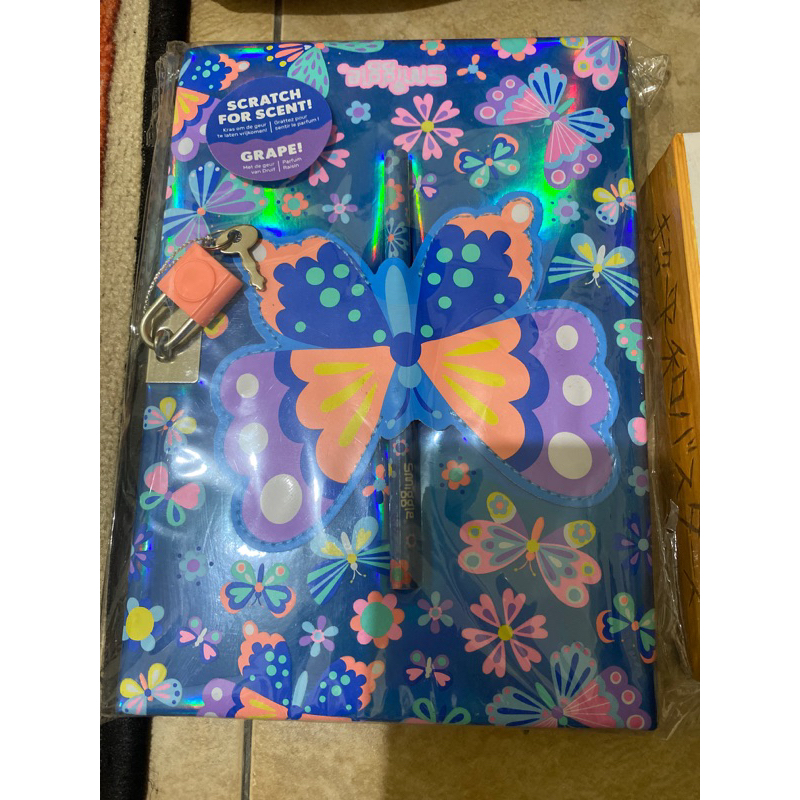 Smiggle Lockable Diary Poppin'Scratching Scented A5 Notebook (Butterfly Blue) Shopee Malaysia