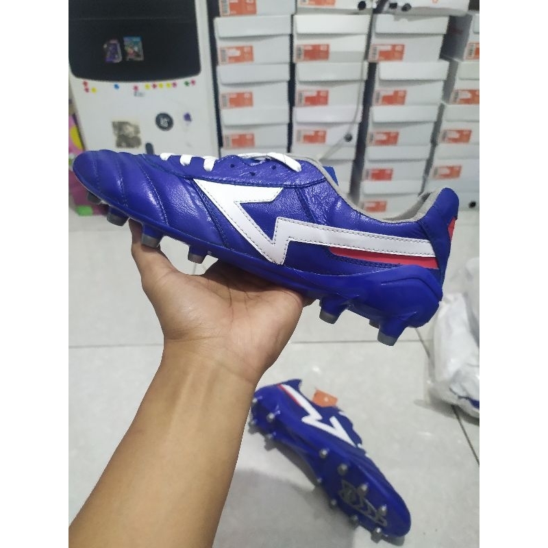 PUTIH Kangaroo LEATHER SEVSPO MAESTRO Z7 0.2 Soccer Shoes Blue White
