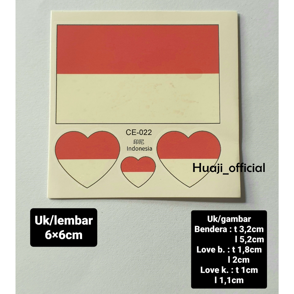 MERAH PUTIH Red And White Flag Face Tattoo Sticker RI Anniversary ...
