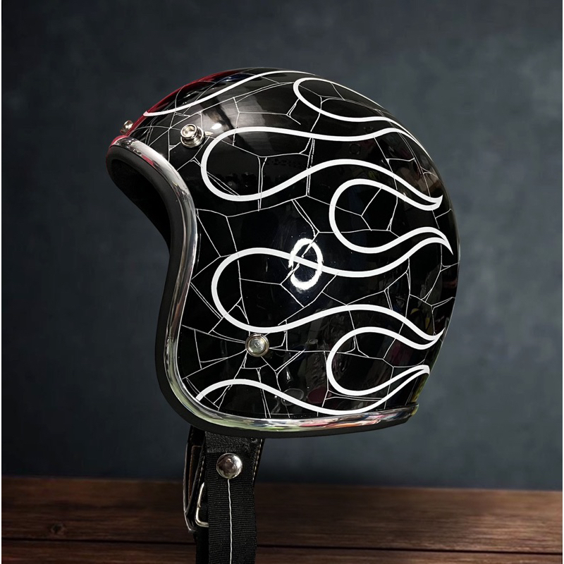 Slimhead 500TX Crack Flame - Custom Helmet - Vespa Chopper Bobber ...