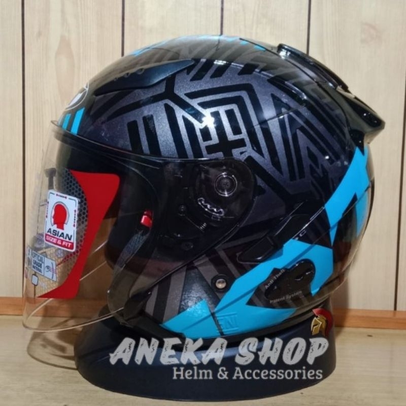 Kyt GALAXY FLAT R NEON GUNMETAL/BLUE HELMET | Double VISOR | Sni helmet ...