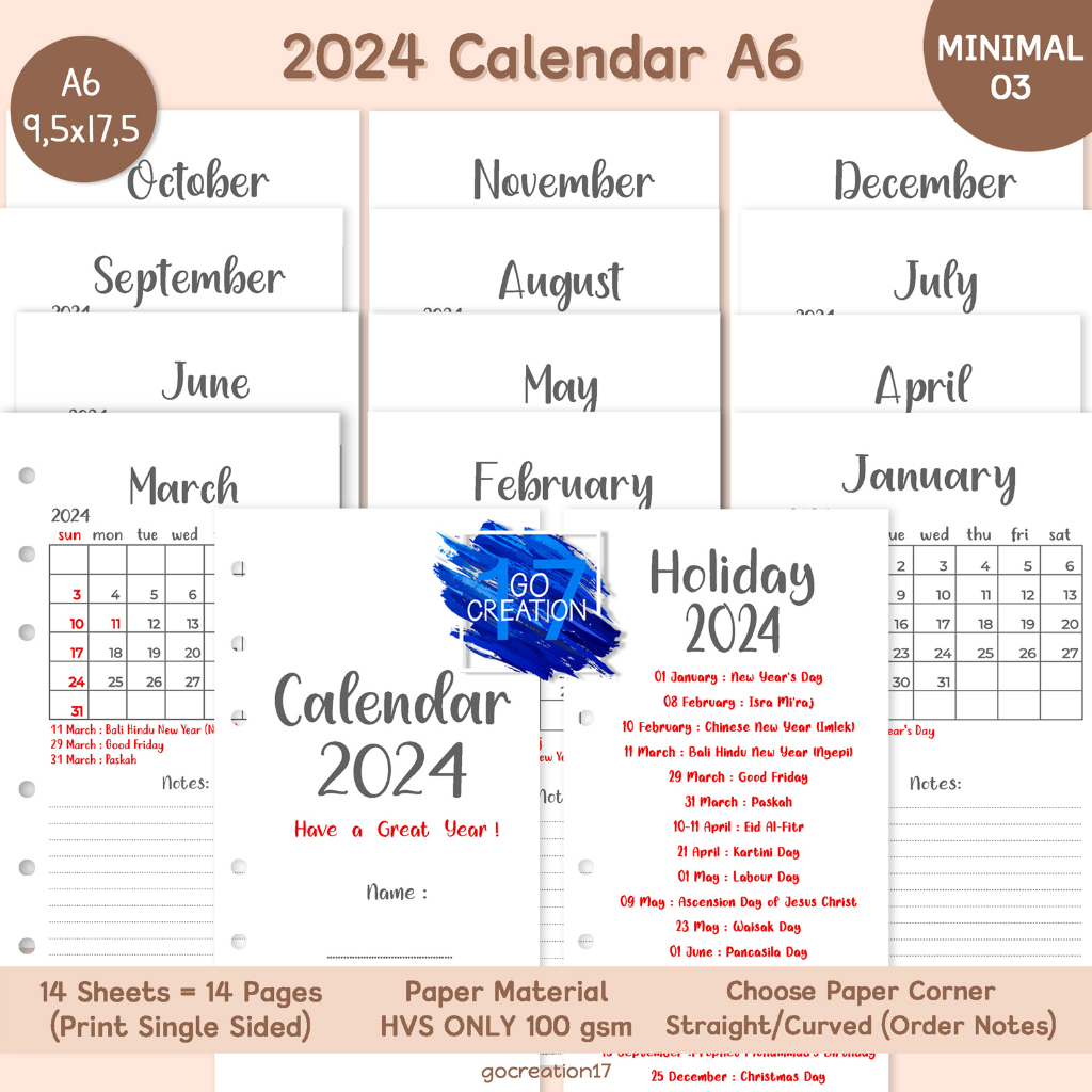 Planner Book Paper Binder Calendar 2024 And 2023 Calendar Plain Simple