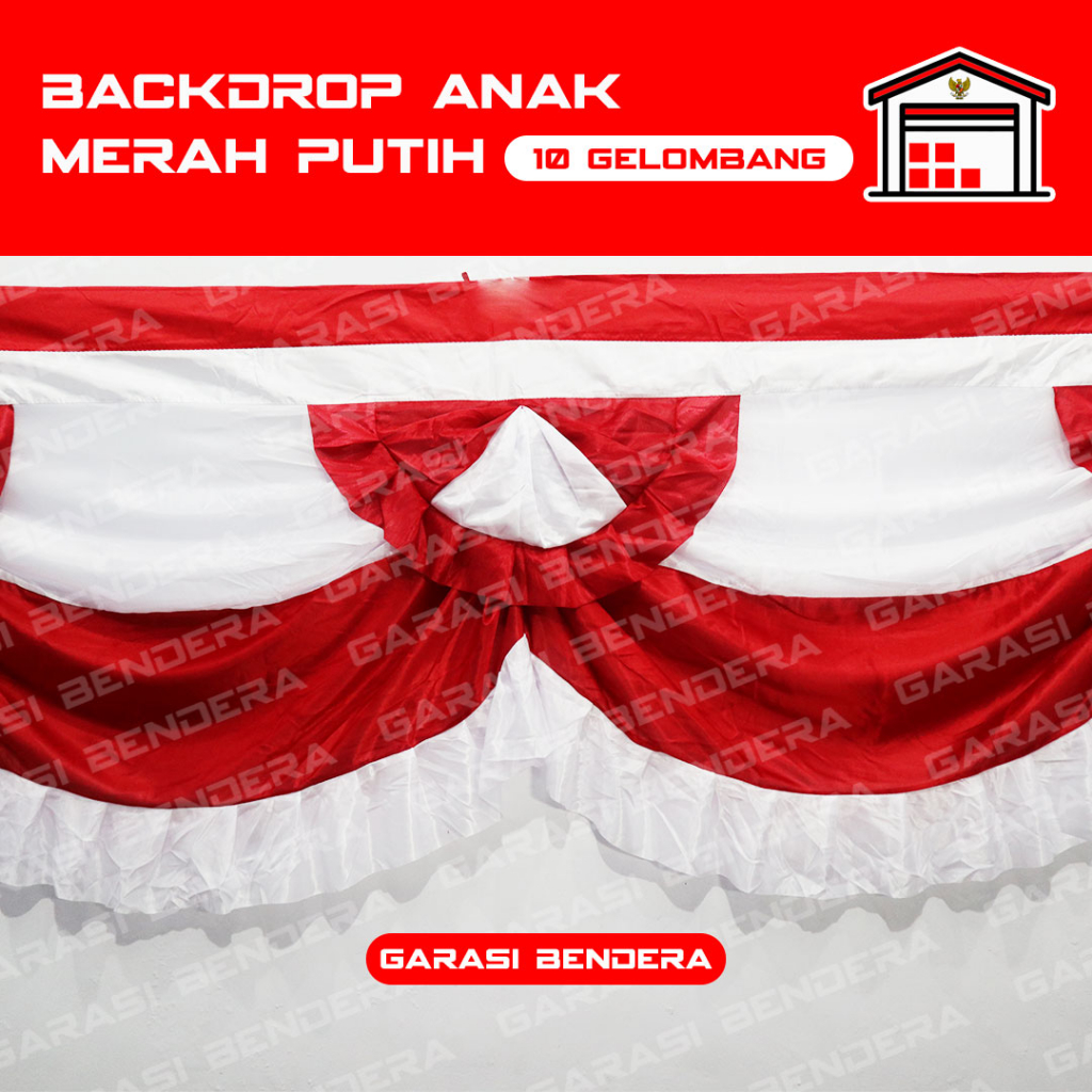 MERAH PUTIH Red And White Pennant Flag Long Stage Flag 10 Waves Premium ...