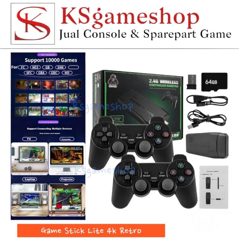 4k HD Game Stick Lite Mini Console Retro Video Game Wireless Gamepad