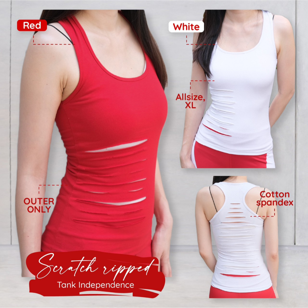 MERAH PUTIH Ripped SCRATCH GYMNASTICS TANKTOP RED AND WHITE RIPPED ...
