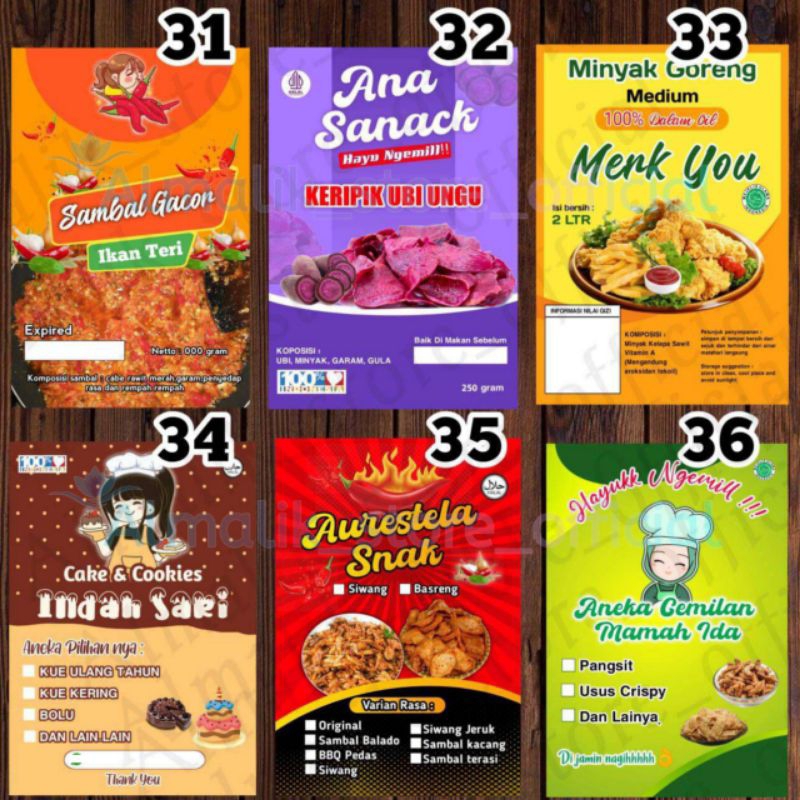 Custom label Sticker with a3 food logo, fee design, food name label ...
