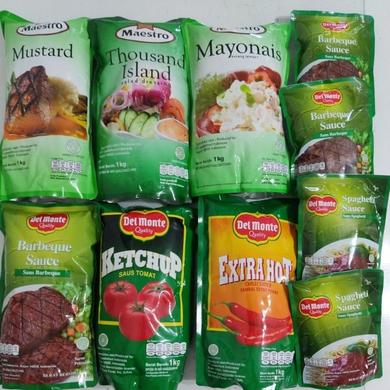Delmonte sambal tomato barbeque mayonais Mayonnaise mustard thousand