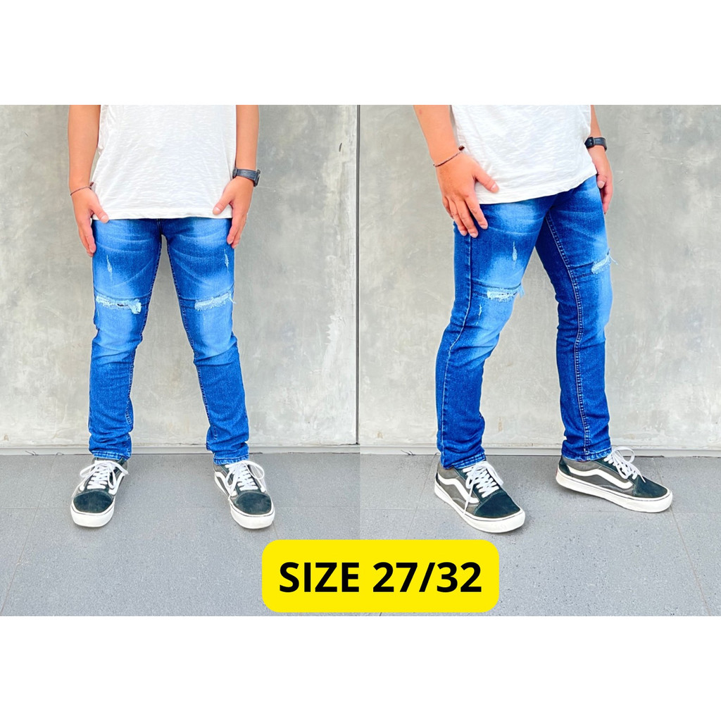 PRIA Gevar Men's Long Jeans Ripped Knee Jeans Men | Shopee Malaysia