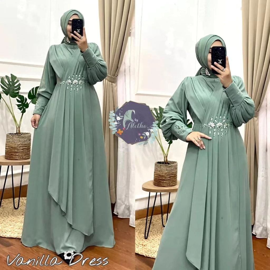 Long Dress For Adult Women Size M L XL Vanilla Dress Plain Brocade ...