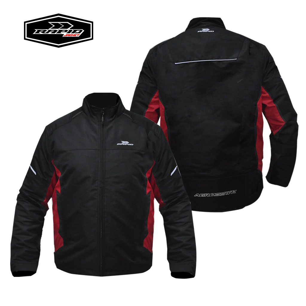 Sunmori rapid Aggressive black red Motorcycle Jacket with Reflective ...