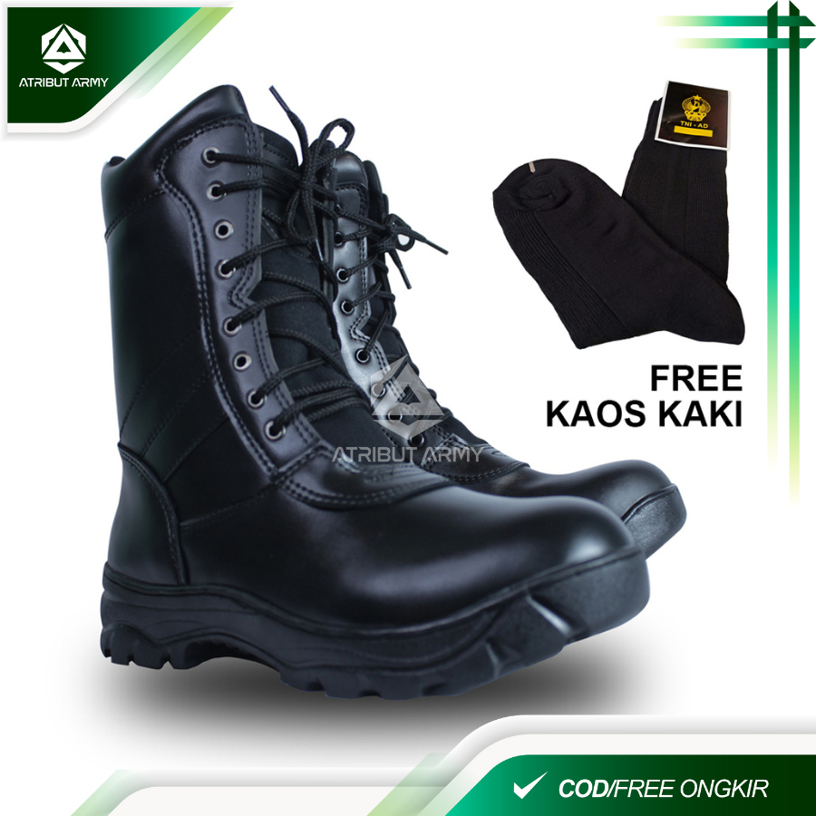 HITAM [FREE Socks] Men's PDL TNI AD Shoes/Police Service Work Shoes ...